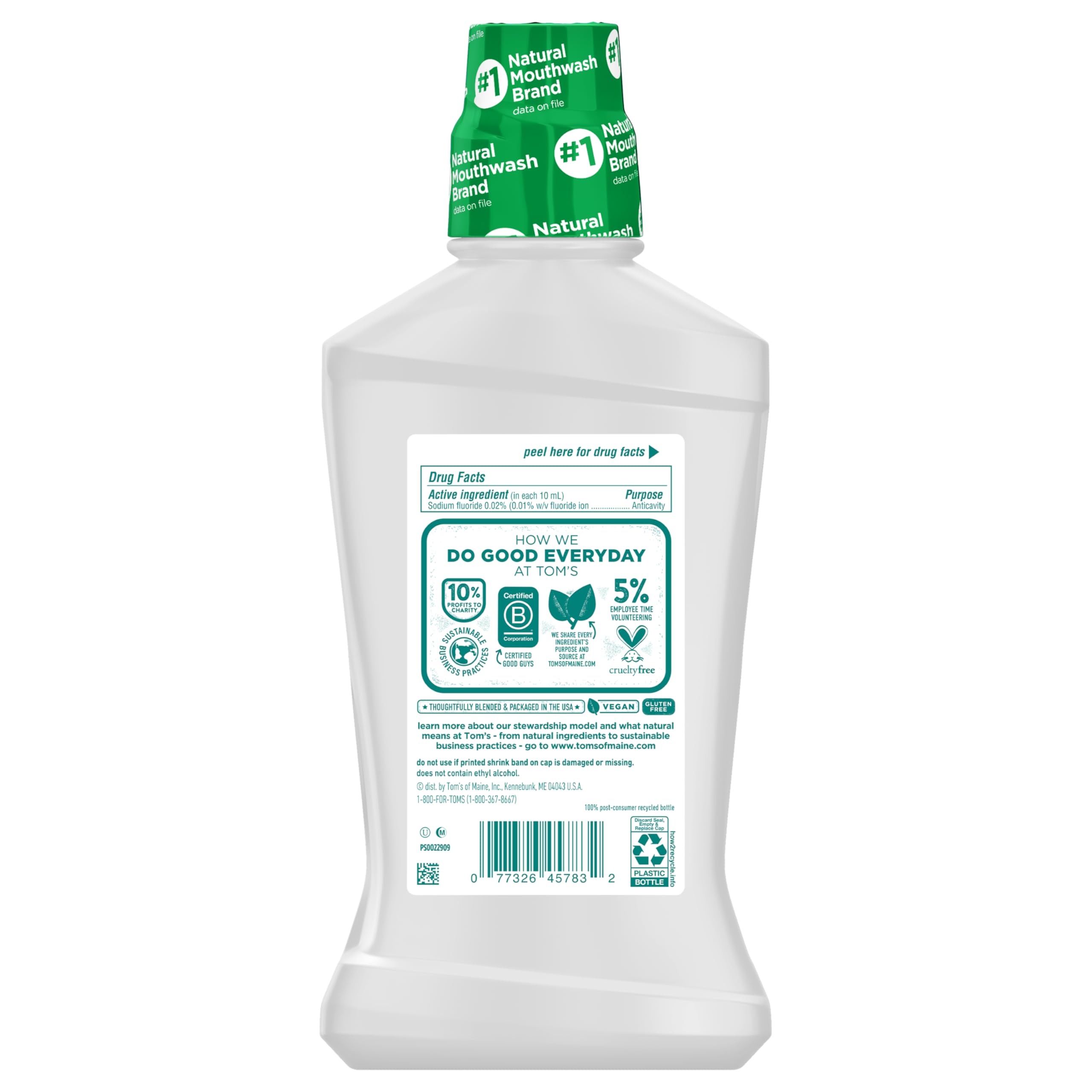 Tom's of Maine Whole Care Natural Mouthwash - Fresh Mint, 16 oz (Pack of 3)