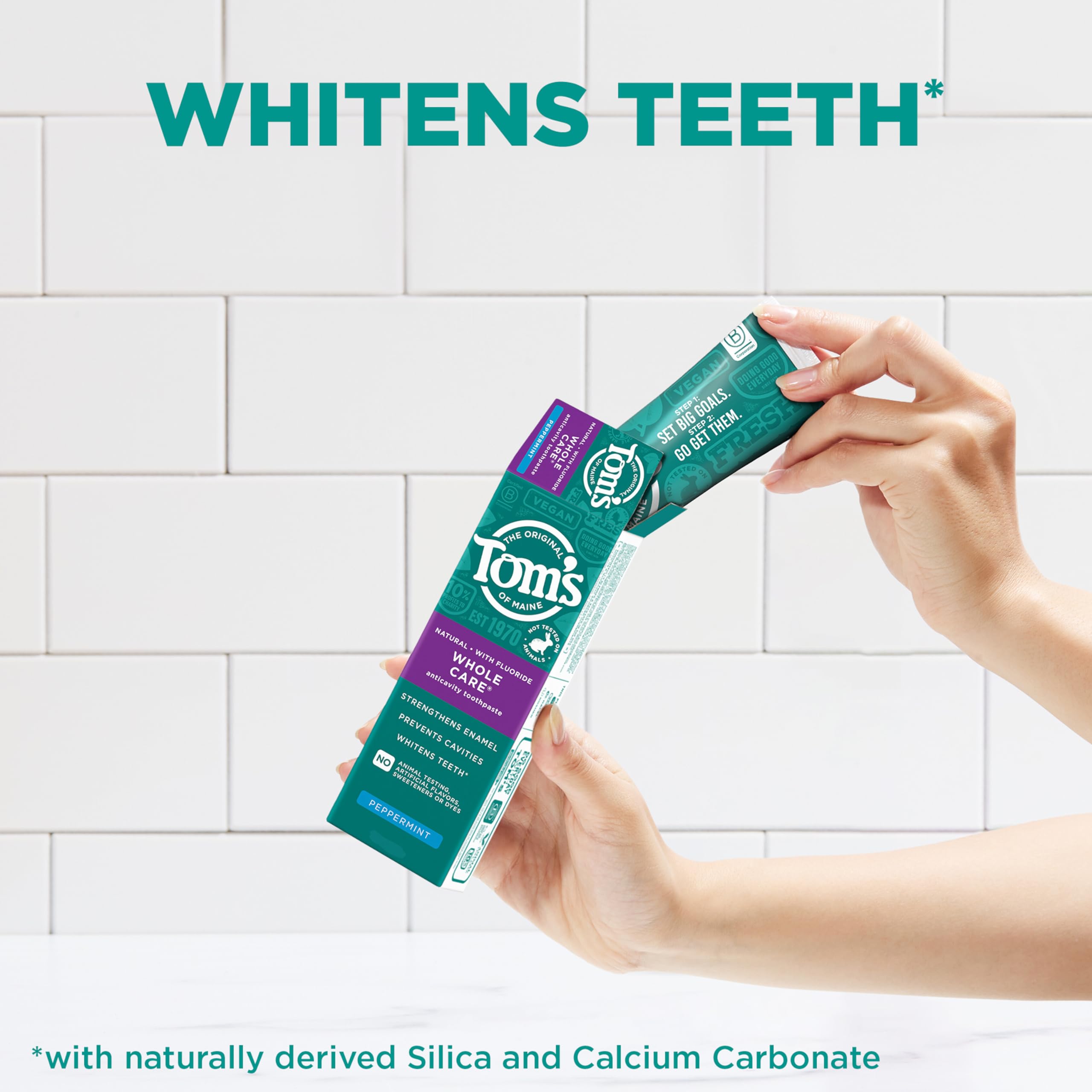 Tom's of Maine Whole Care Natural Fluoride Toothpaste – Peppermint, 4 oz, 3-Pack (Packaging May Vary)