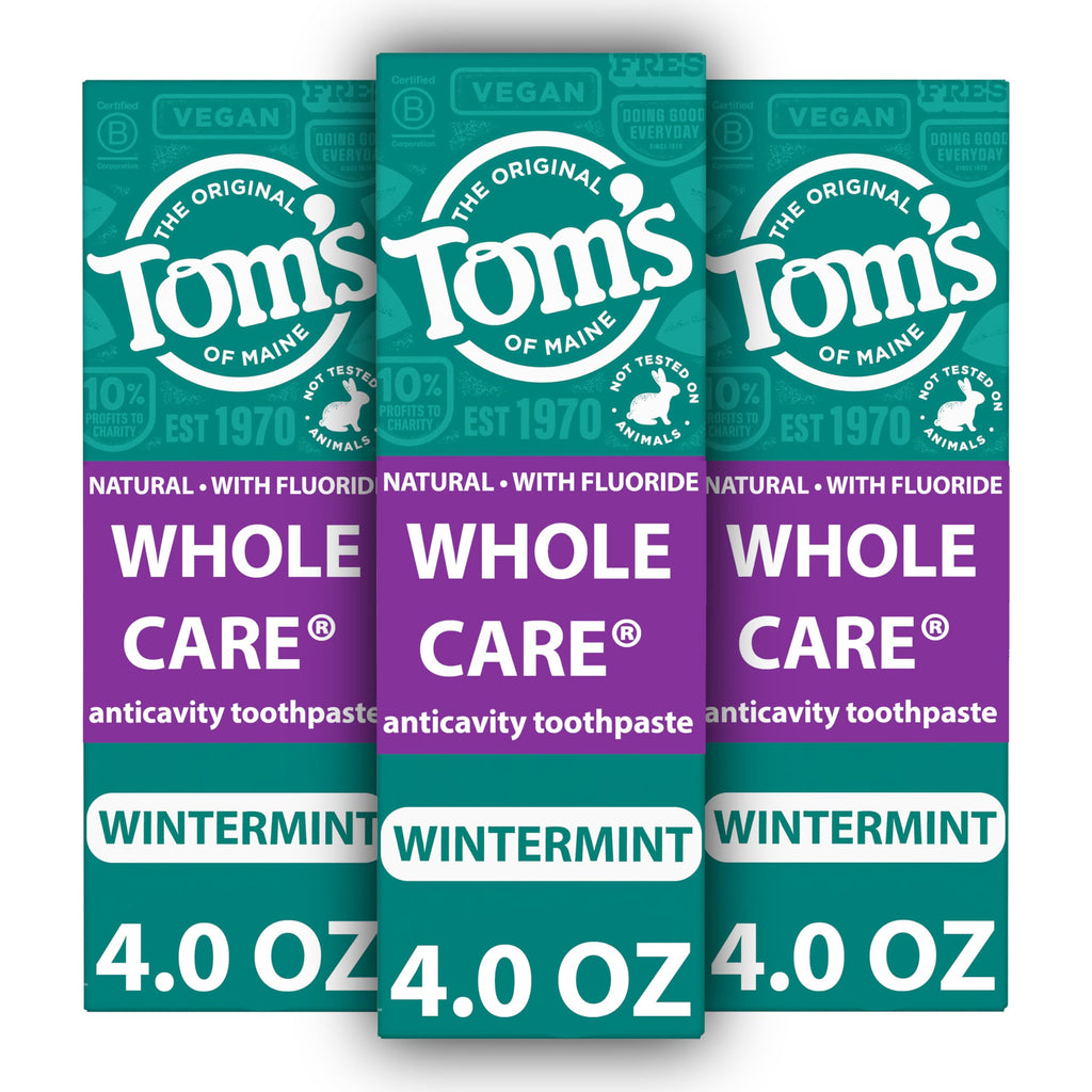 Tom's of Maine Whole Care Fluoride Toothpaste – Wintermint, 4 oz, 3-Pack