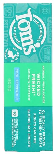 Toms of Maine Wicked Fresh Cool Peppermint AC Toothpaste, 4 OZ | Fluoride Toothpaste for Cavities