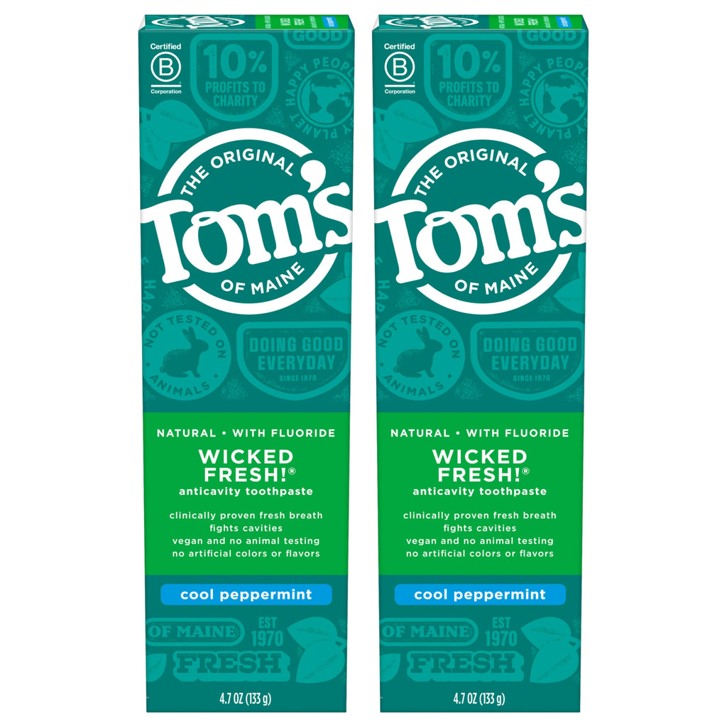 Tom's of Maine Wicked Fresh Natural Fluoride Toothpaste Cool Peppermint 4.7 oz 2-Pack