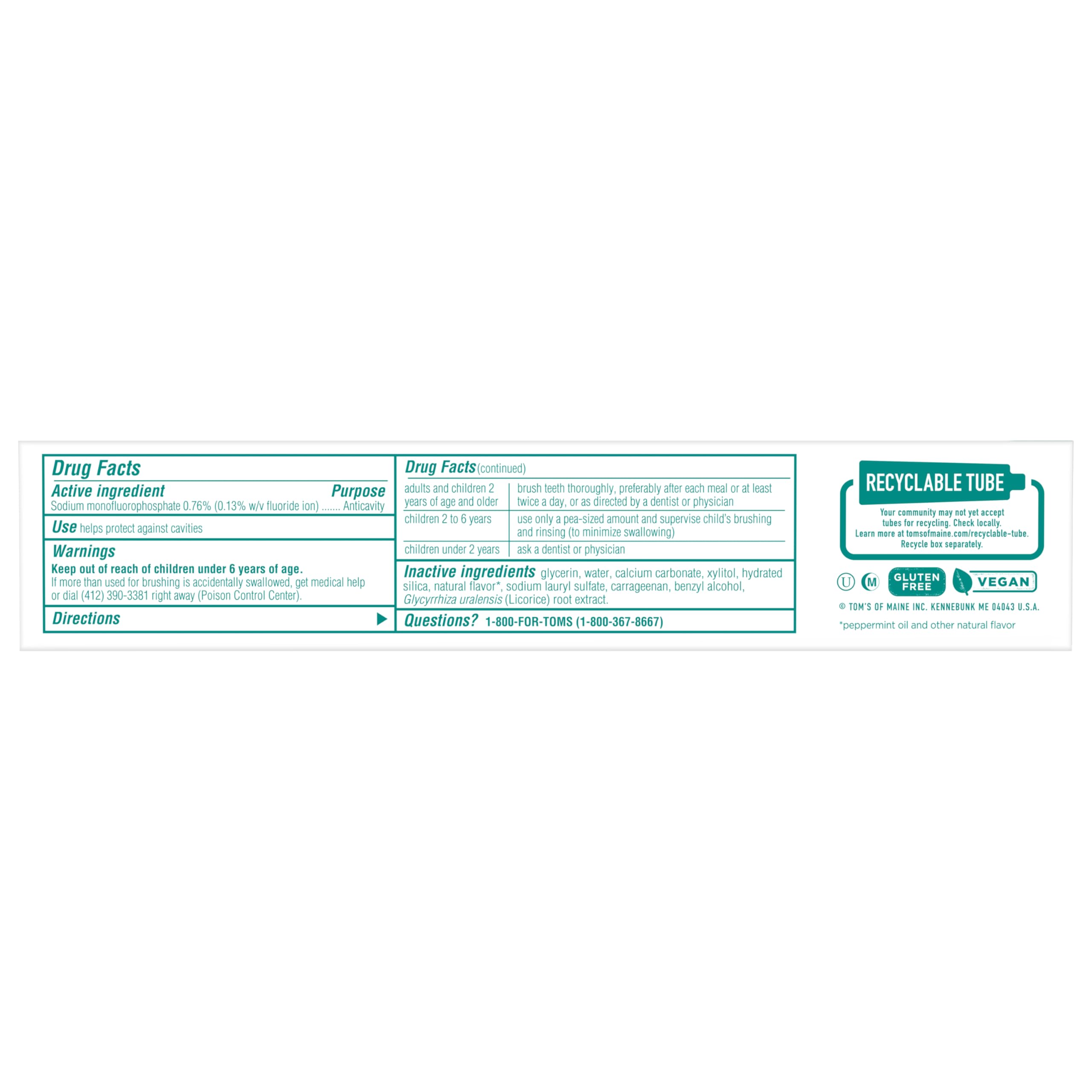 Tom's of Maine Wicked Fresh Natural Fluoride Toothpaste Cool Peppermint 4.7 oz 2-Pack