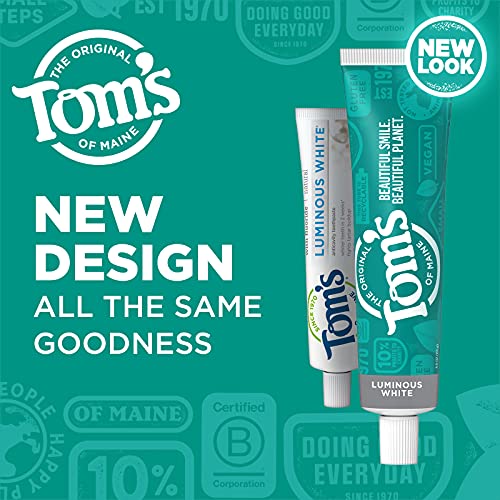 Tom's of Maine Luminous White Toothpaste with Fluoride – Clean Mint, 4.7 oz (Packaging May Vary)