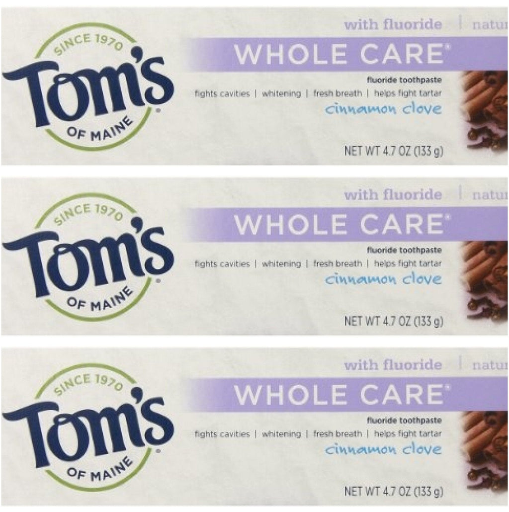 Tom's of Maine Natural Whole Care Toothpaste with Fluoride – Cinnamon Clove, 3 Count