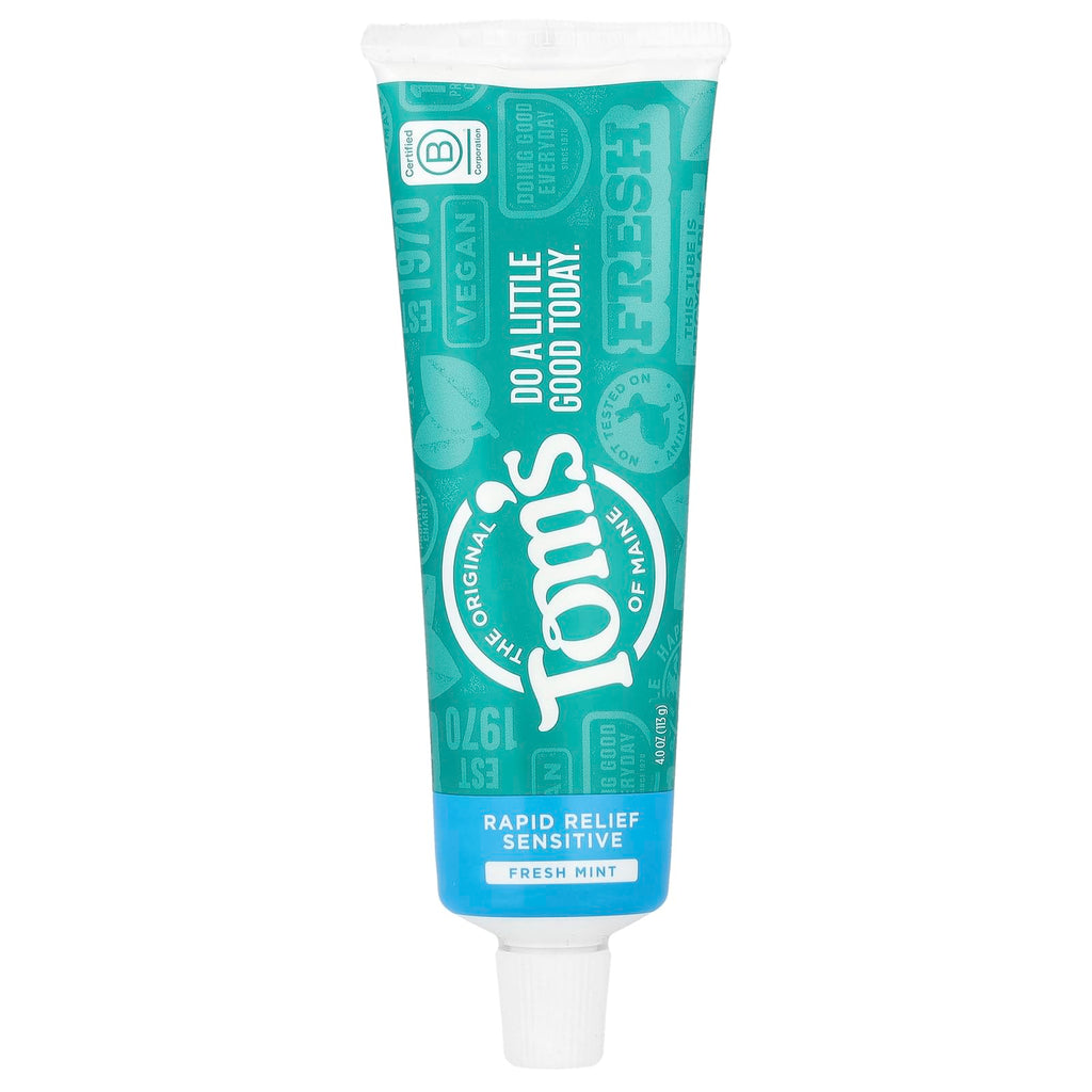 Tom's of Maine Natural Rapid Relief Sensitive Fluoride Free Toothpaste - Fresh Mint, 4 oz