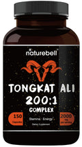 Tongkat Ali 200:1 Longjack Extract for Men – 2000mg, 150 Capsules, Indonesia | Panax Ginseng