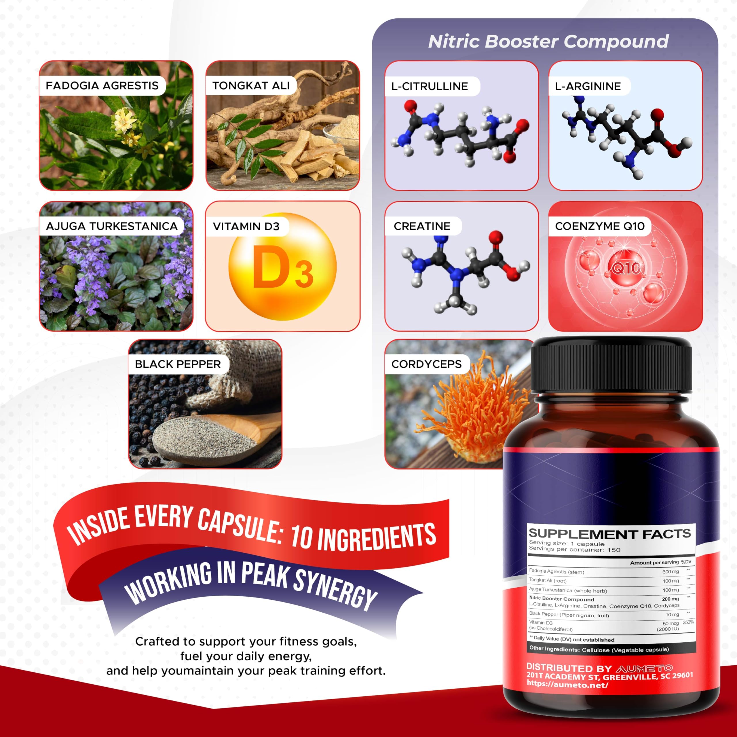Fadogia Agrestis Supplement with Turkesterone, Tongkat Ali & D3 – Male Energy, Strength & Memory