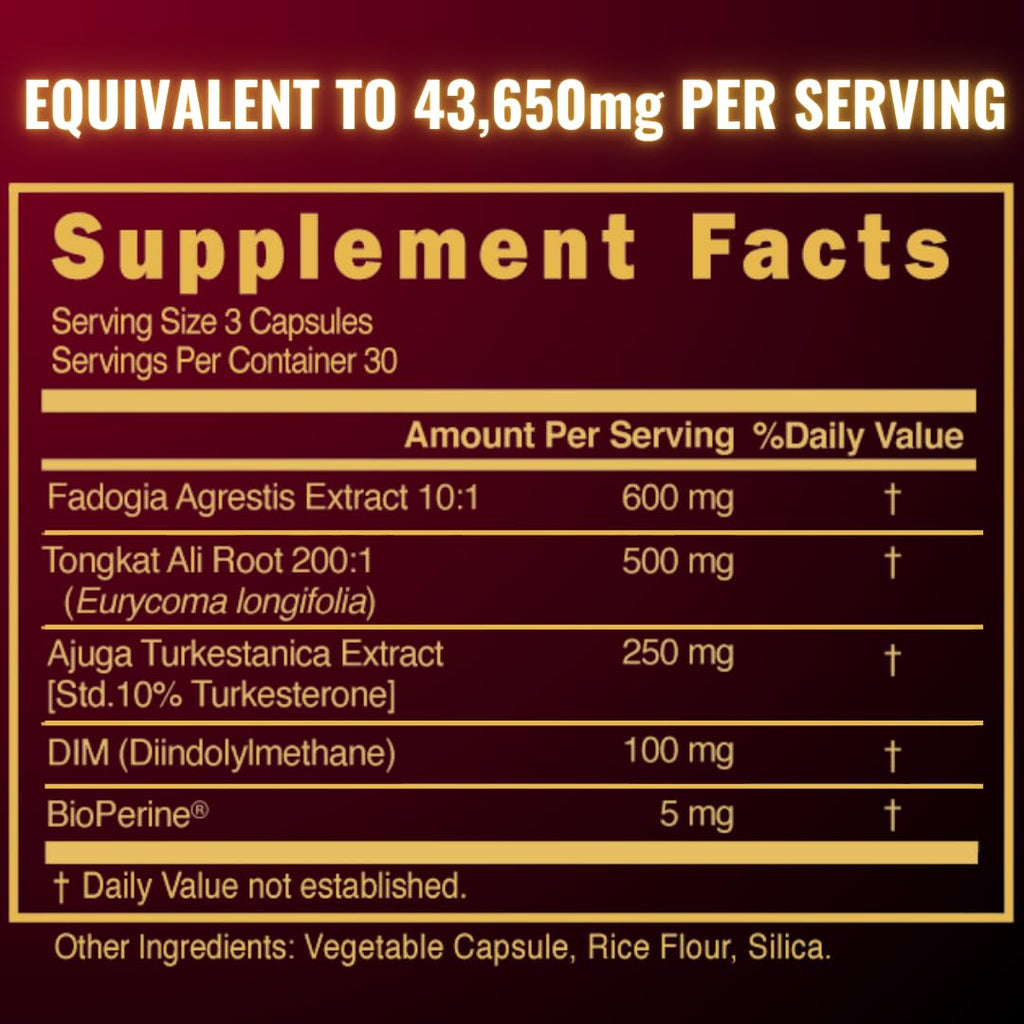 43,650mg Fadogia Agrestis for Men – Turkesterone, Tongkat Ali & DIM