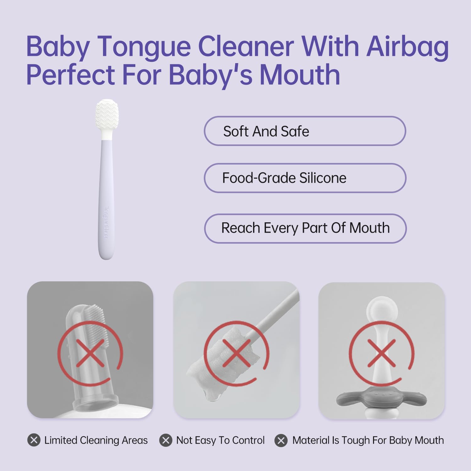 Tongueclear Kids Tongue Scraper - Baby Tongue Cleaner for Infants & Newborns