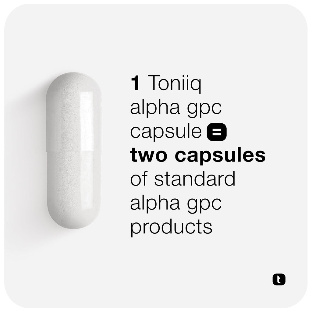 Toniiq Ultra High Purity Alpha GPC Capsules – 600mg, 120 Count, 90%+ Purity | Bioavailable Nootropic