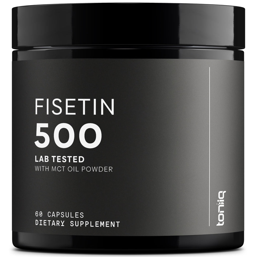 Toniiq Ultra High Purity Fisetin 500mg | 98%+ Purified, MCT-Enhanced Absorption | 60 Capsules