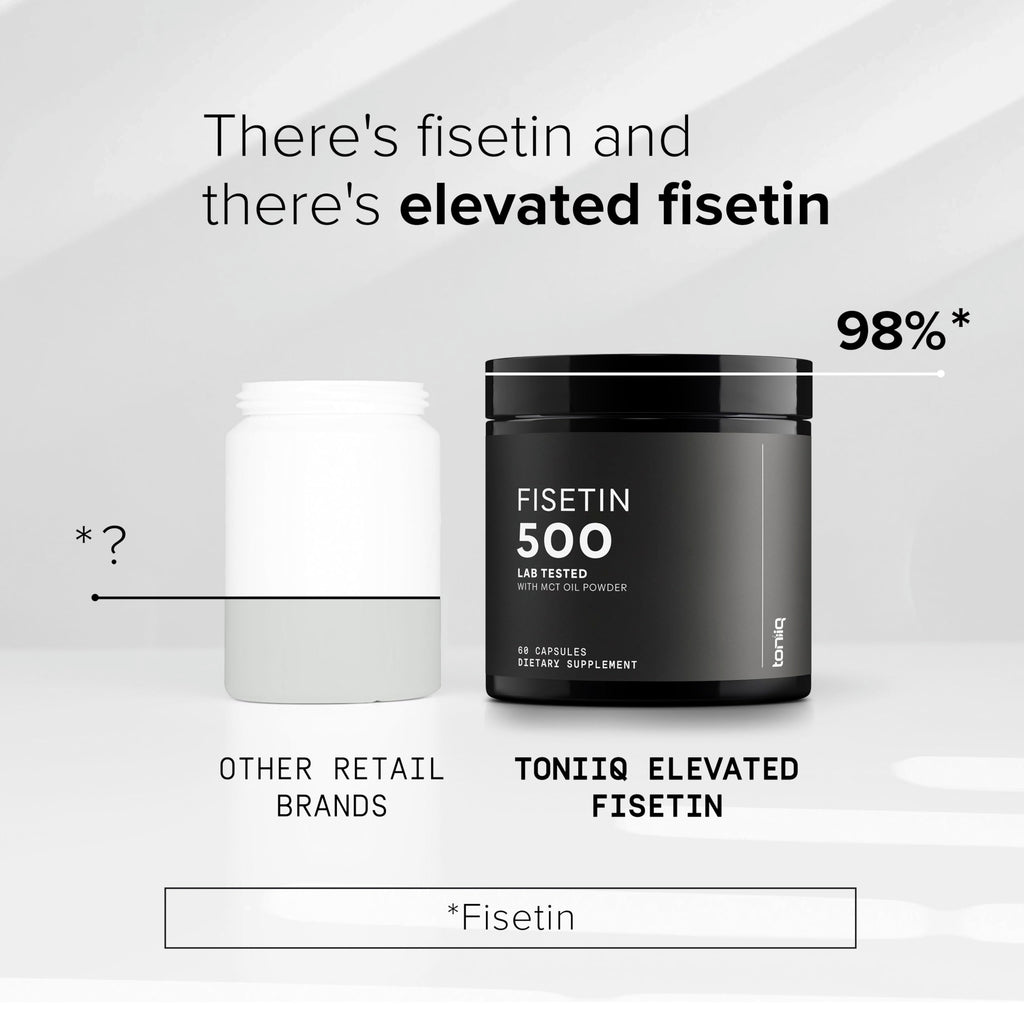 Toniiq Ultra High Purity Fisetin 500mg | 98%+ Purified, MCT-Enhanced Absorption | 60 Capsules