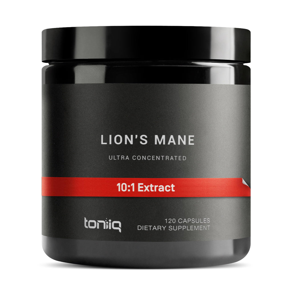 Toniiq Lion’s Mane Ultra High Potency 10:1 Extract | 30% Polysaccharides | 120 Caps | Lab Tested