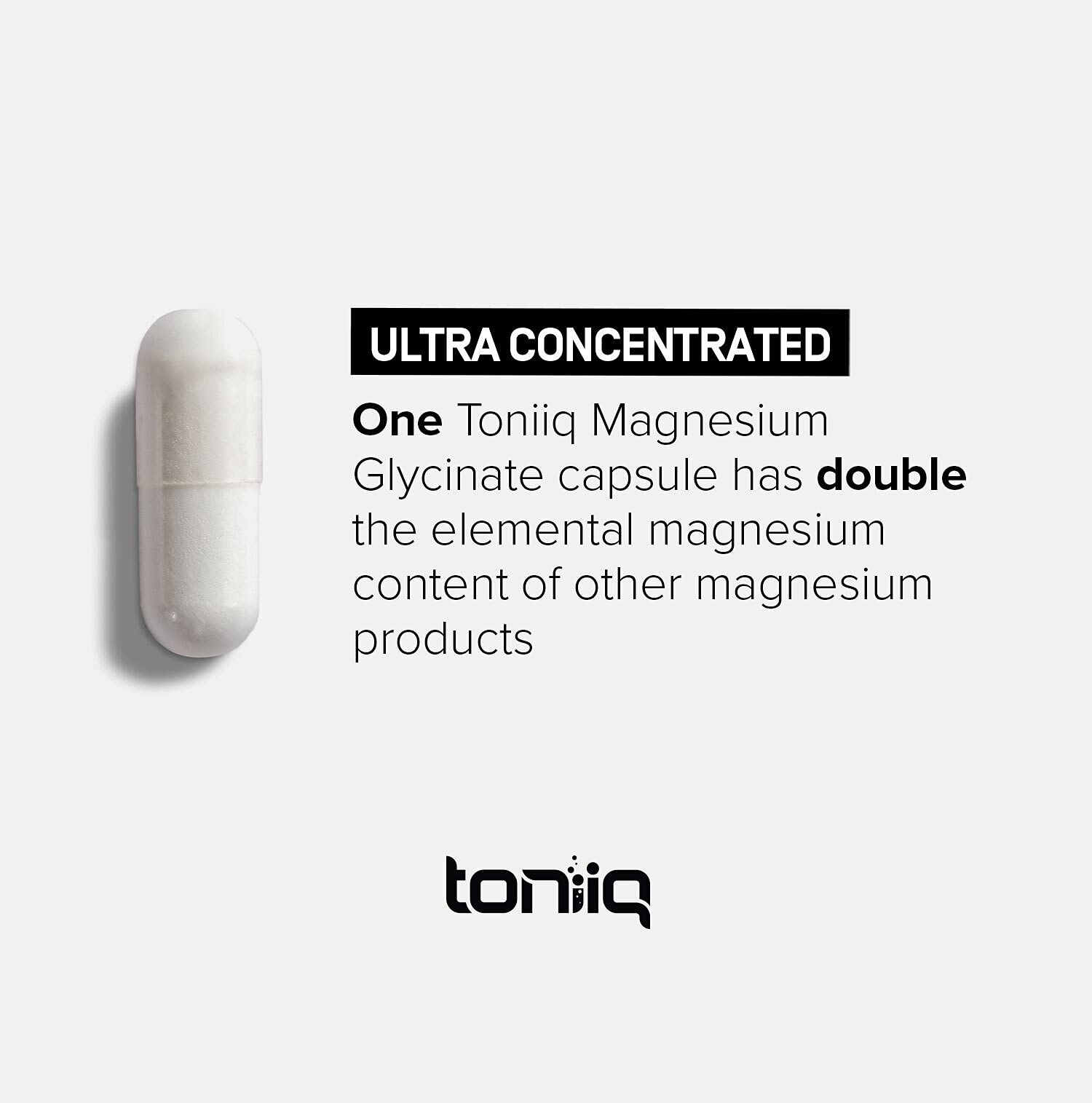 Toniiq Magnesium Glycinate 3,000mg – 600mg Elemental, Chelated, Bioavailable – 240 Veggie Capsules