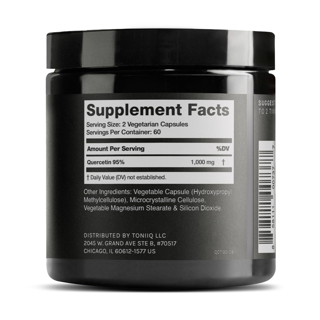 Toniiq Ultra High Purity Quercetin Capsules - 95%+ Purified, 1000mg Per Serving, 120 Capsules