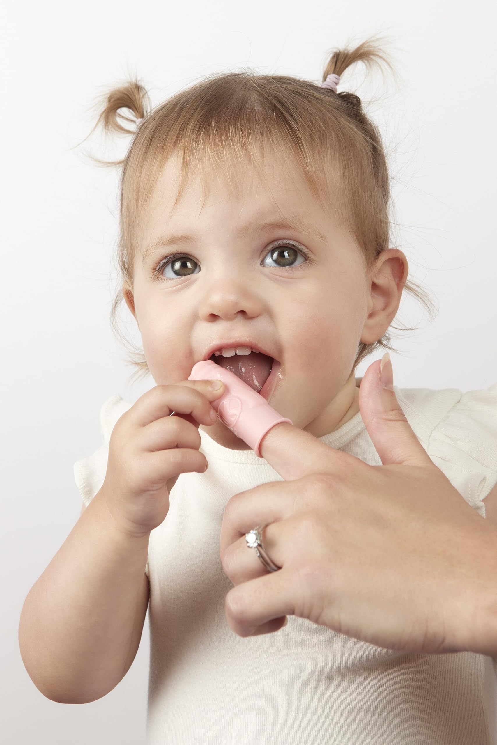 SuperMouth® Tooth Keri Baby Finger Brush – Soft Silicone Bristles, Built-in Bite Block, Light-Up Wand, AR App, Teething to 2 Years