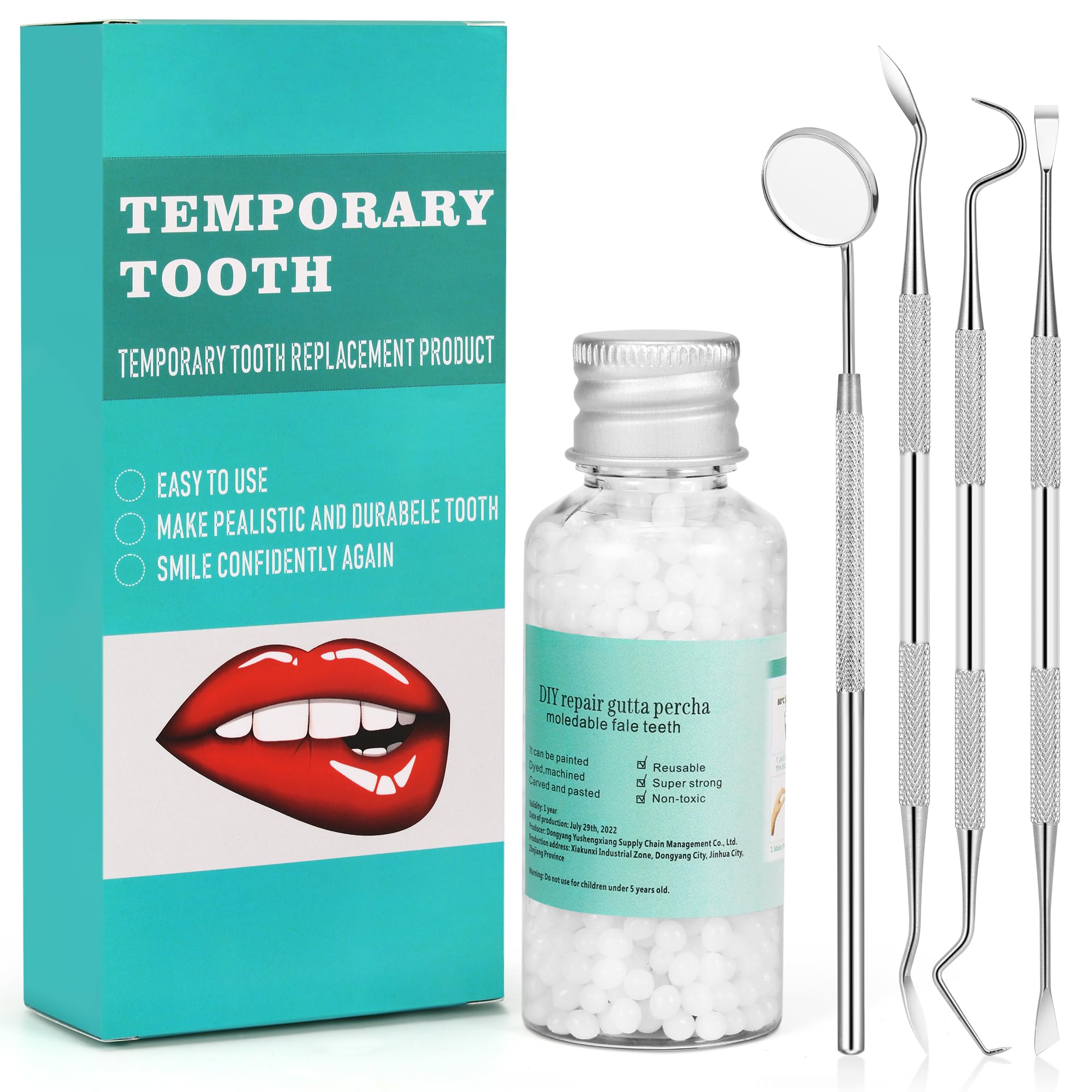 Tooth Repair Kit with 4 Dental Tools – Temporary Tooth Replacement, Moldable Fix