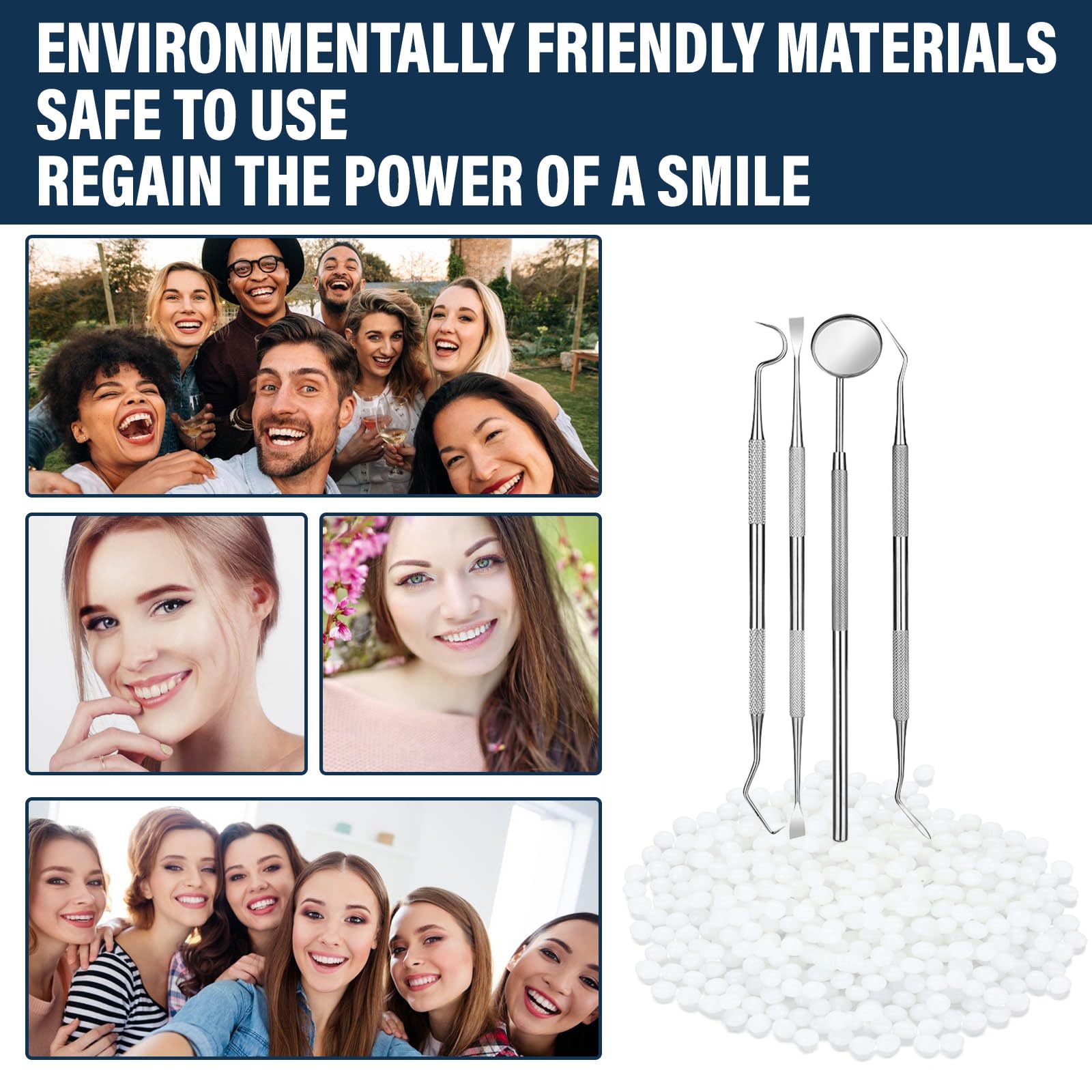 Tooth Repair Kit - Temporary Fake Teeth Replacement with Dental Mirror Tools | Ceonam