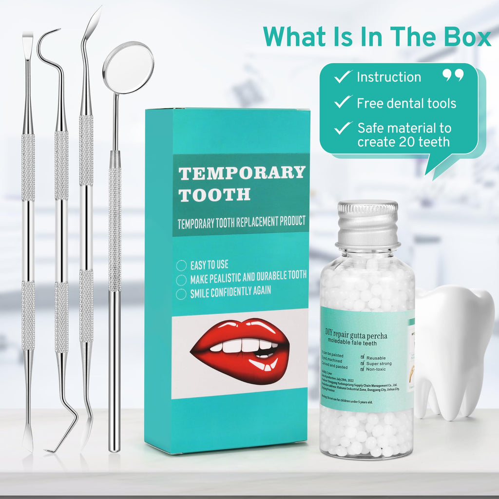 Tooth Repair Kit with 4 Dental Tools – Temporary Tooth Replacement, Moldable Fix