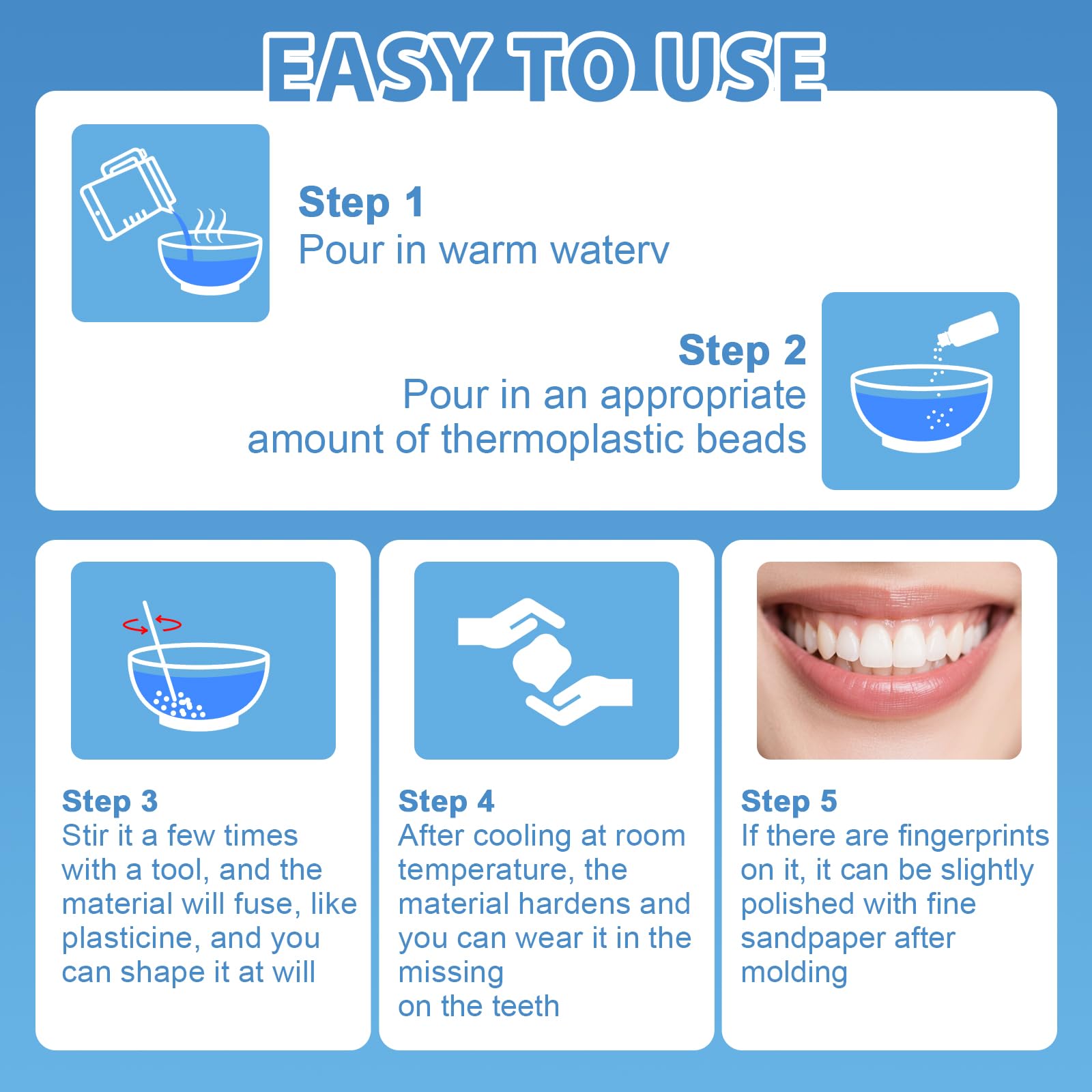 Tooth Repair Kit | Moldable False Teeth Beads for Temporary Dental Restoration | DIY Denture Kit (1 PCS)
