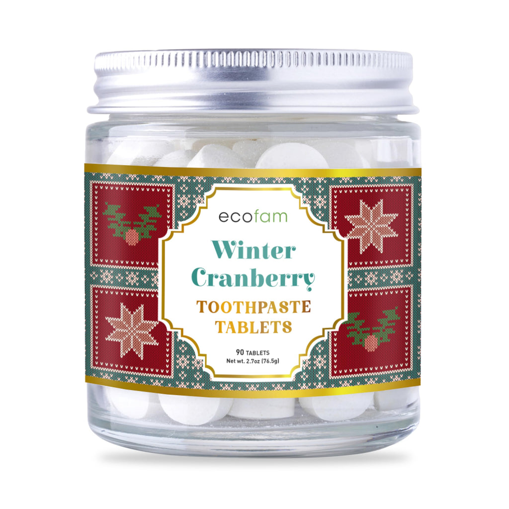 Toothpaste Tablets Winter Cranberry – Nano Hydroxyapatite, Fluoride Free | 90 Tabs | Ecofam