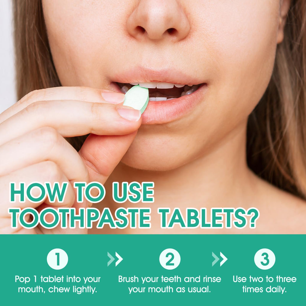 Nano Hydroxyapatite Toothpaste Tablets - Fluoride-Free Whitening, Peppermint