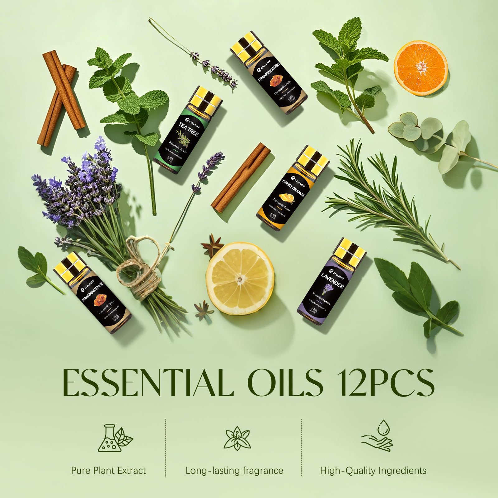 Top 12 Essential Oils Set - Pure Oils for Diffuser, DIY Projects & Gift