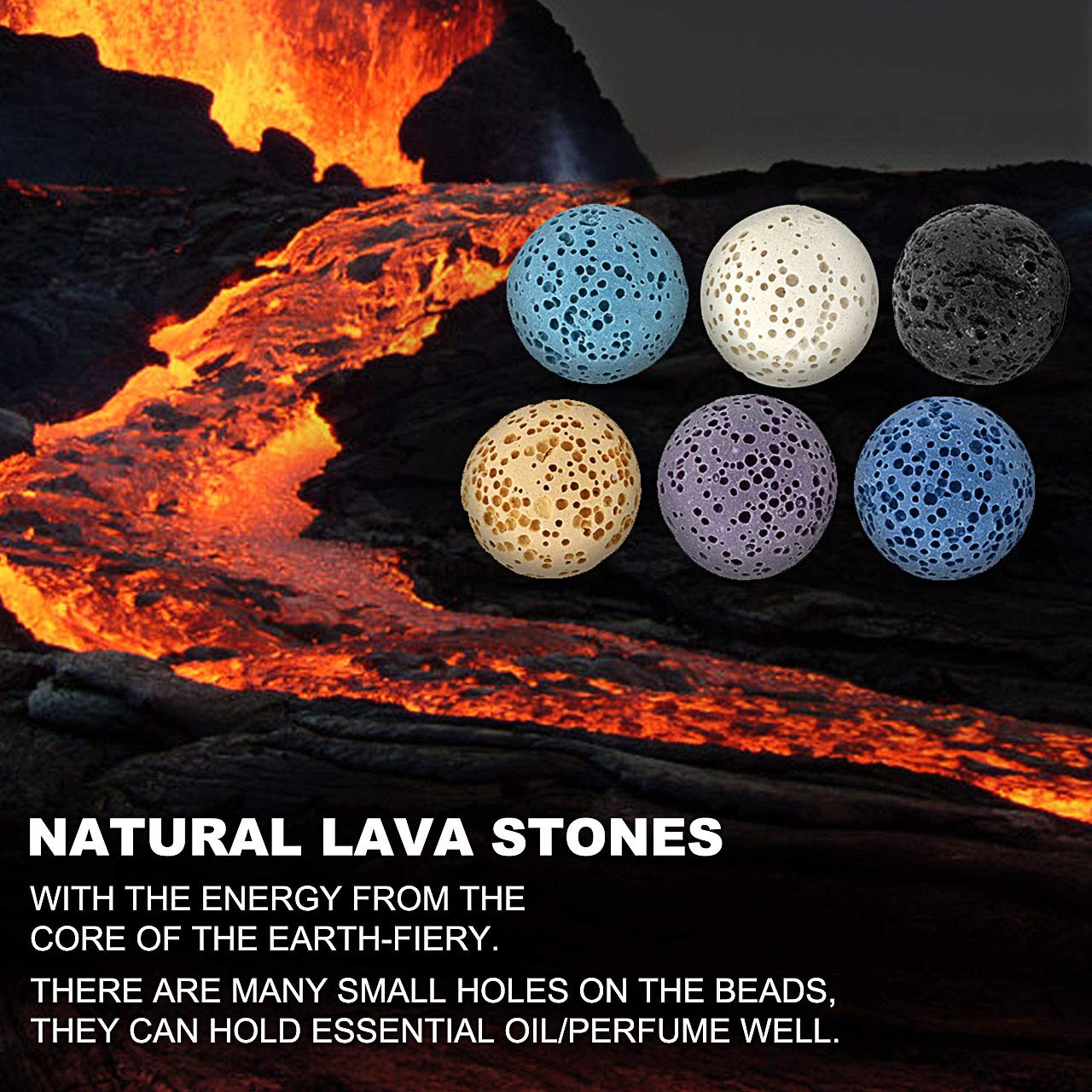 Top Plaza Lava Rock Aromatherapy Diffuser Set – Square Ceramic Warmer with 14 Lava Beads