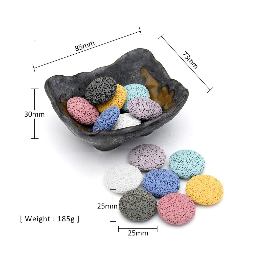 Top Plaza Lava Rock Aromatherapy Diffuser Set – Square Ceramic Warmer with 14 Lava Beads