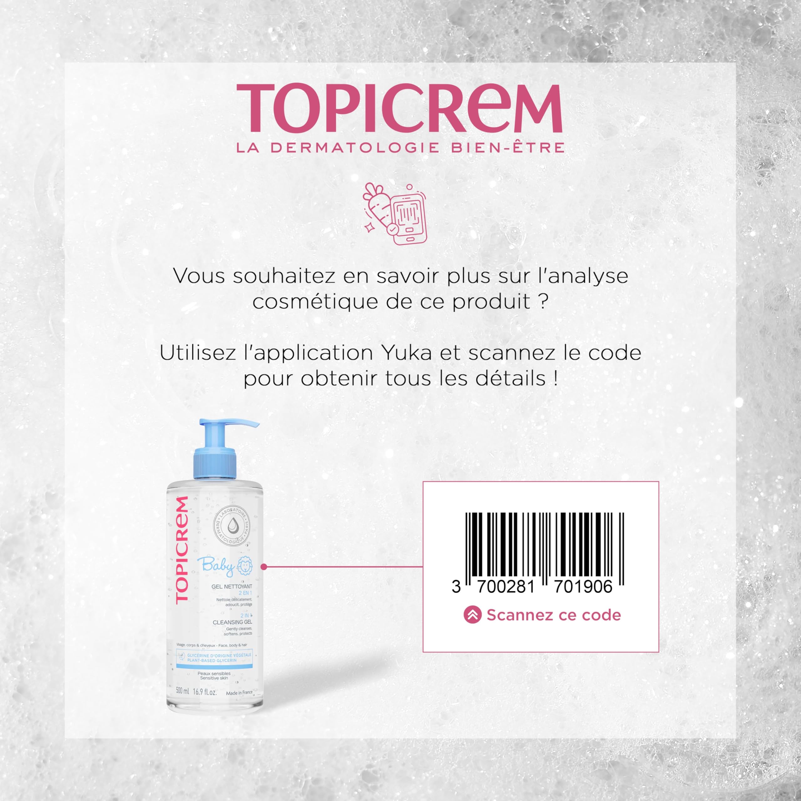 Topicrem Organic Baby Care 2 in 1 Cleansing Gel 500ml | Gentle Baby Cleanser
