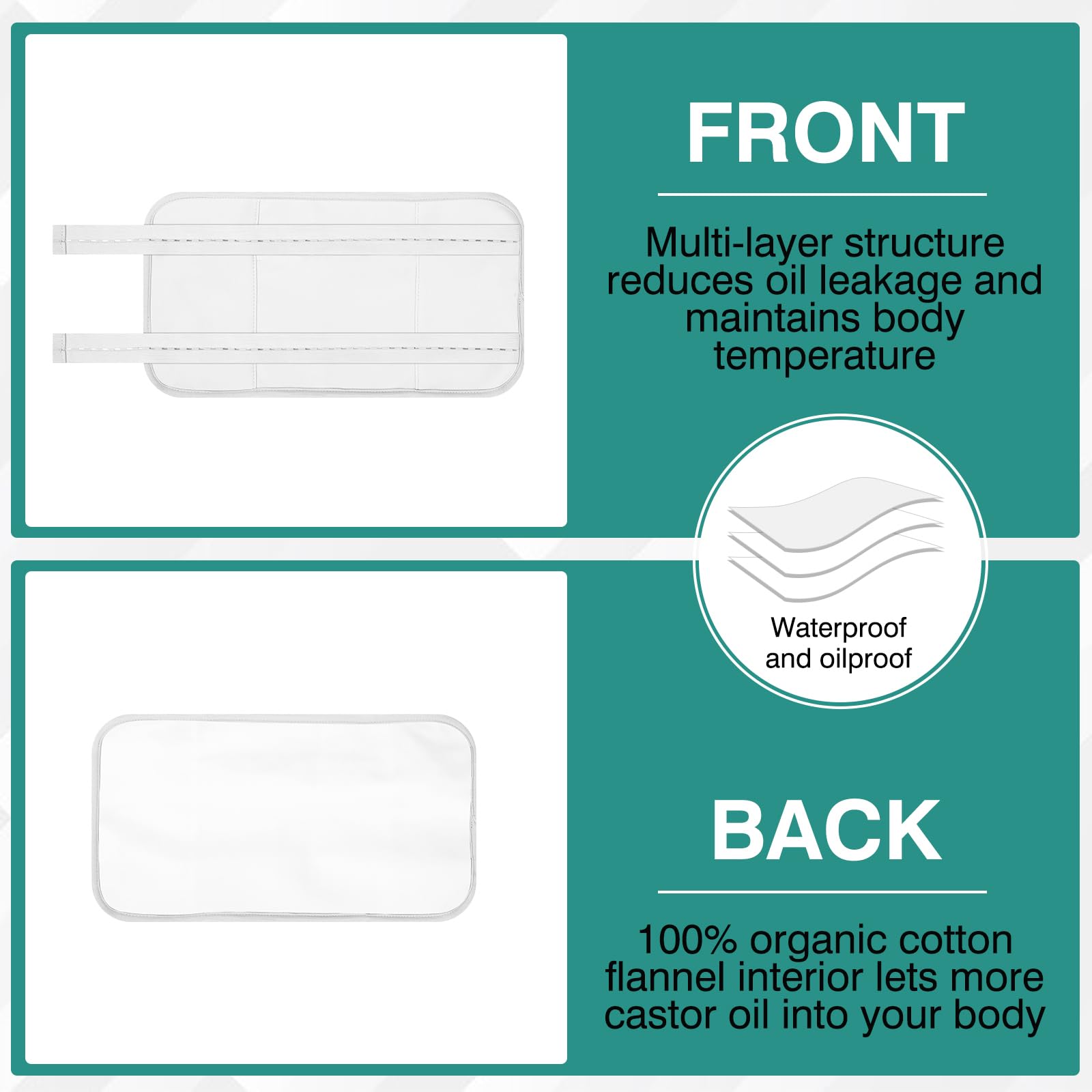 TORPNIA Castor Oil Pack Wrap - Adjustable, Reusable for Liver Detox, Bamboo Cotton, Anti Oil Leak, Machine Washable (1pc)