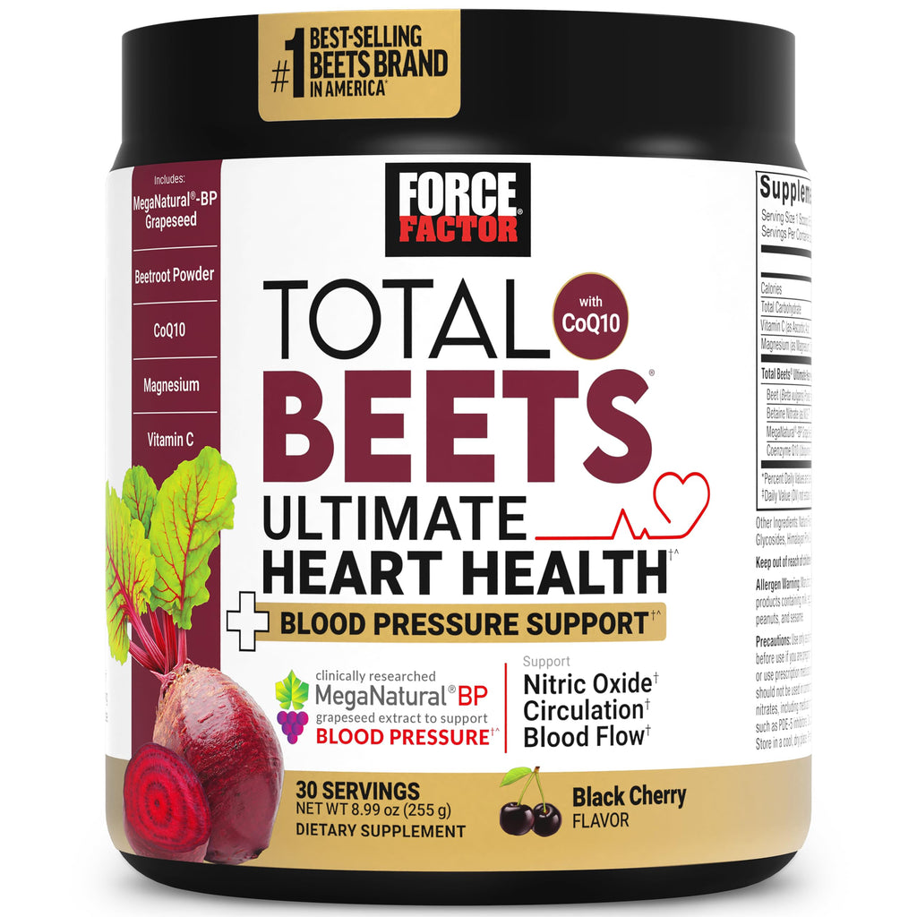 Total Beets Ultimate Heart Health - Blood Pressure Support with CoQ10, Beet Root Powder and Grape Seed Extract | 30 Servings