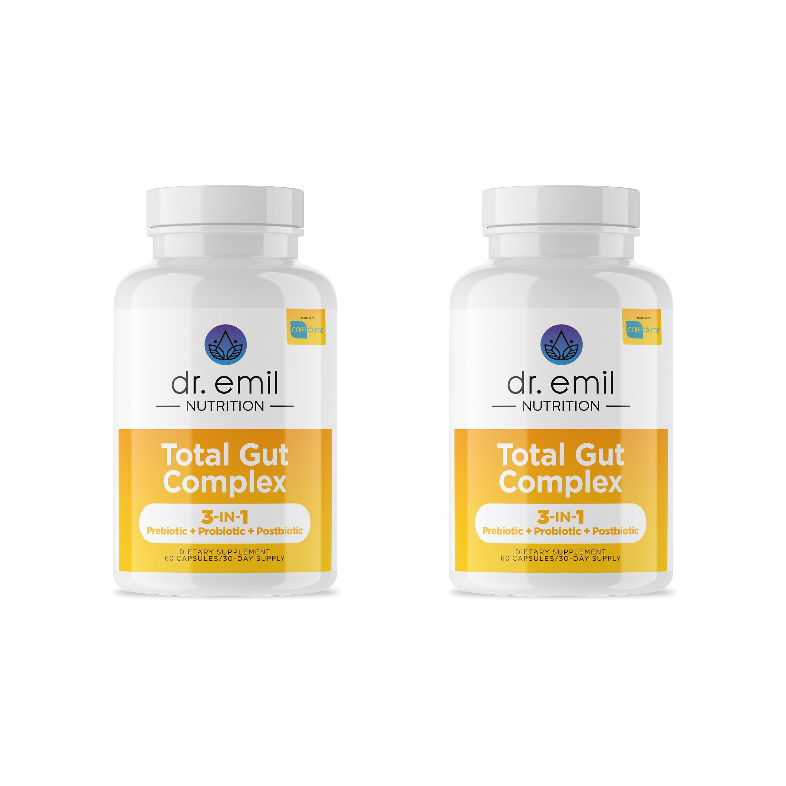 DR. EMIL NUTRITION Total Gut Health Complex – Prebiotic, Probiotic & Postbiotic Digestive Health Supplement | 120 Capsules