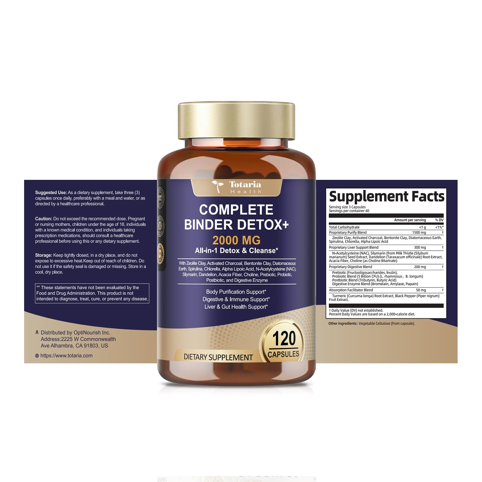Totaria 2000MG All-in-1 Detox Binder | Liver & Gut Support