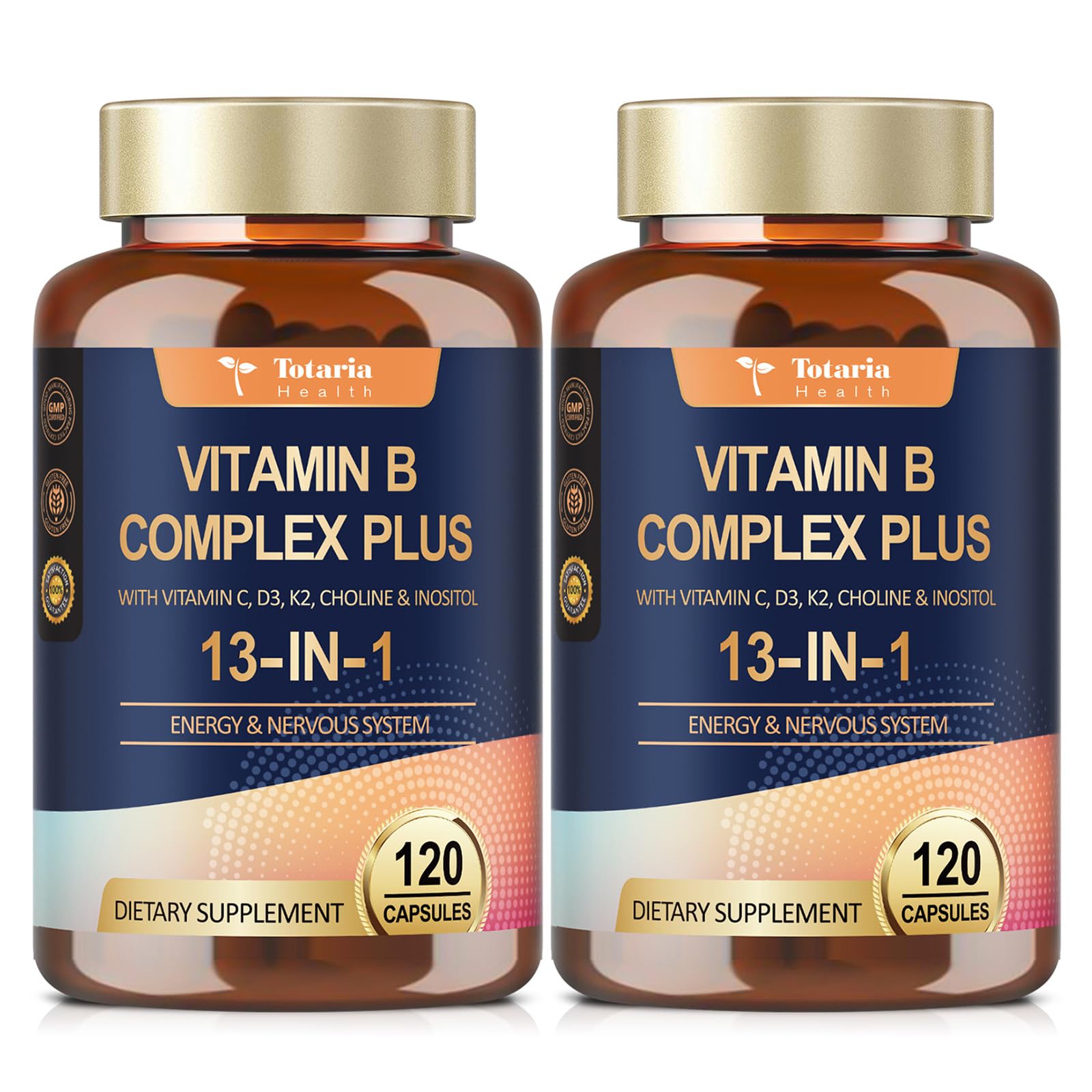 Totaria 13-in-1 Vitamin B Complex Plus – 2 Bottles (240 Caps) | Energy, Nerve & Immune Support
