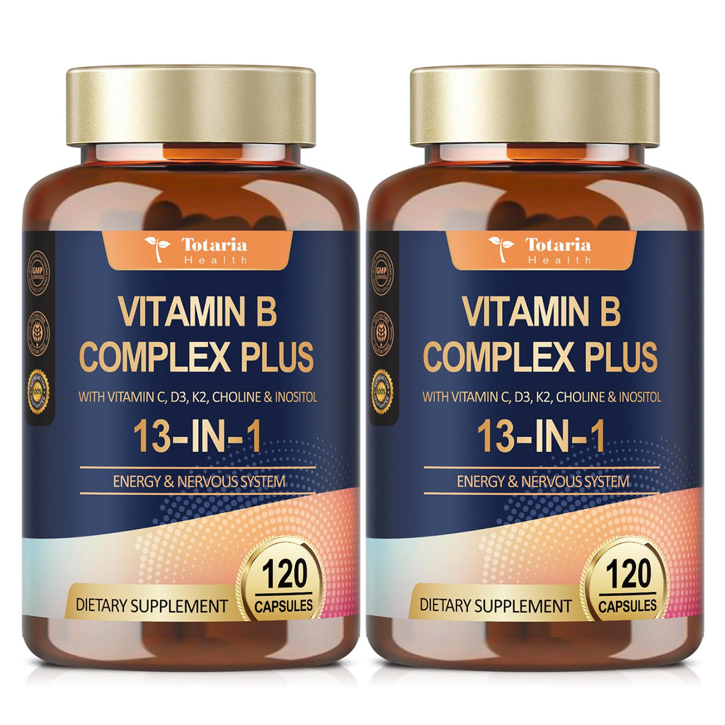 Totaria 13-in-1 Vitamin B Complex Plus – 2 Bottles (240 Caps) | Energy, Nerve & Immune Support