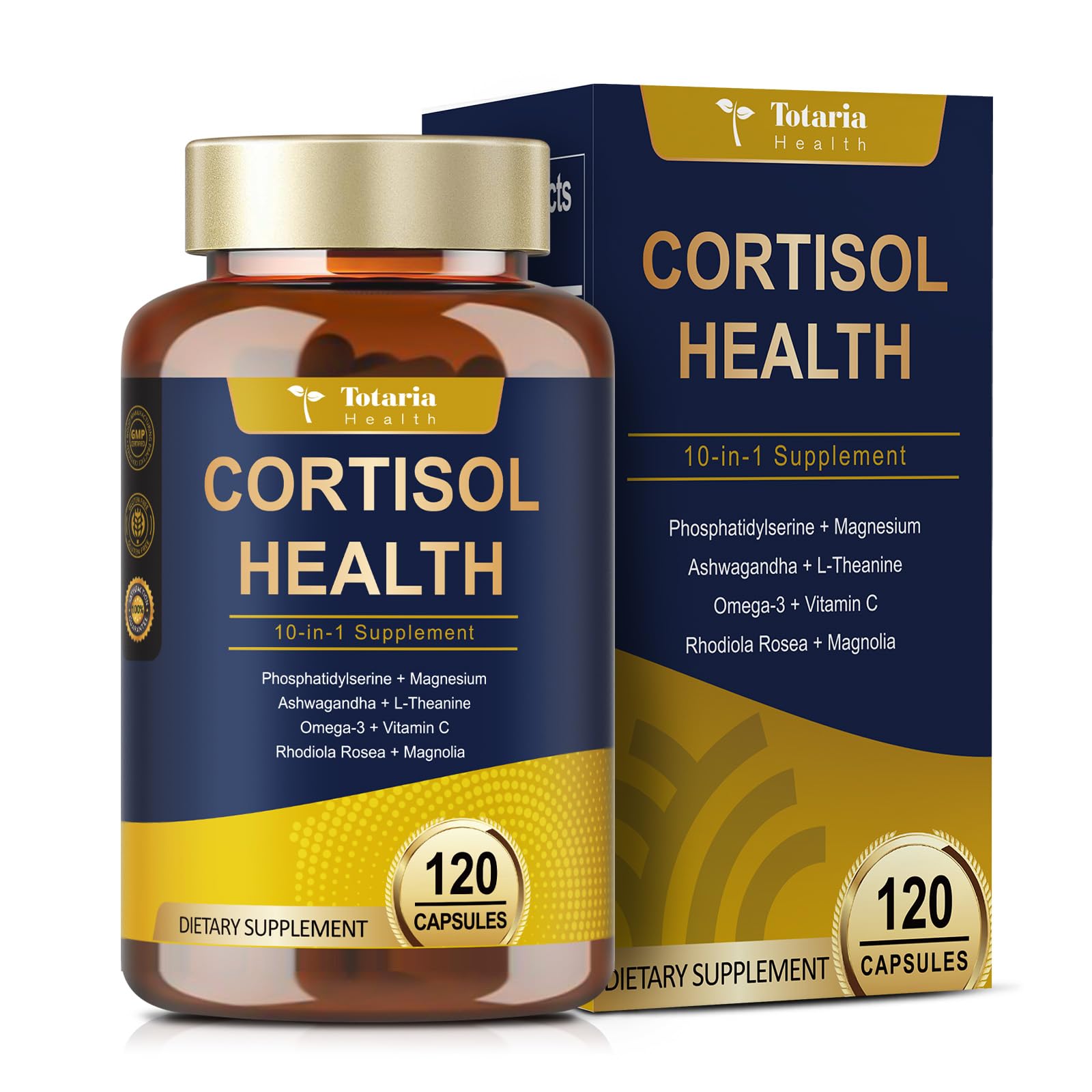 Totaria Cortisol Support with Ashwagandha, Magnesium, Rhodiola & L-Theanine - 120 Vegan Capsules (Women)