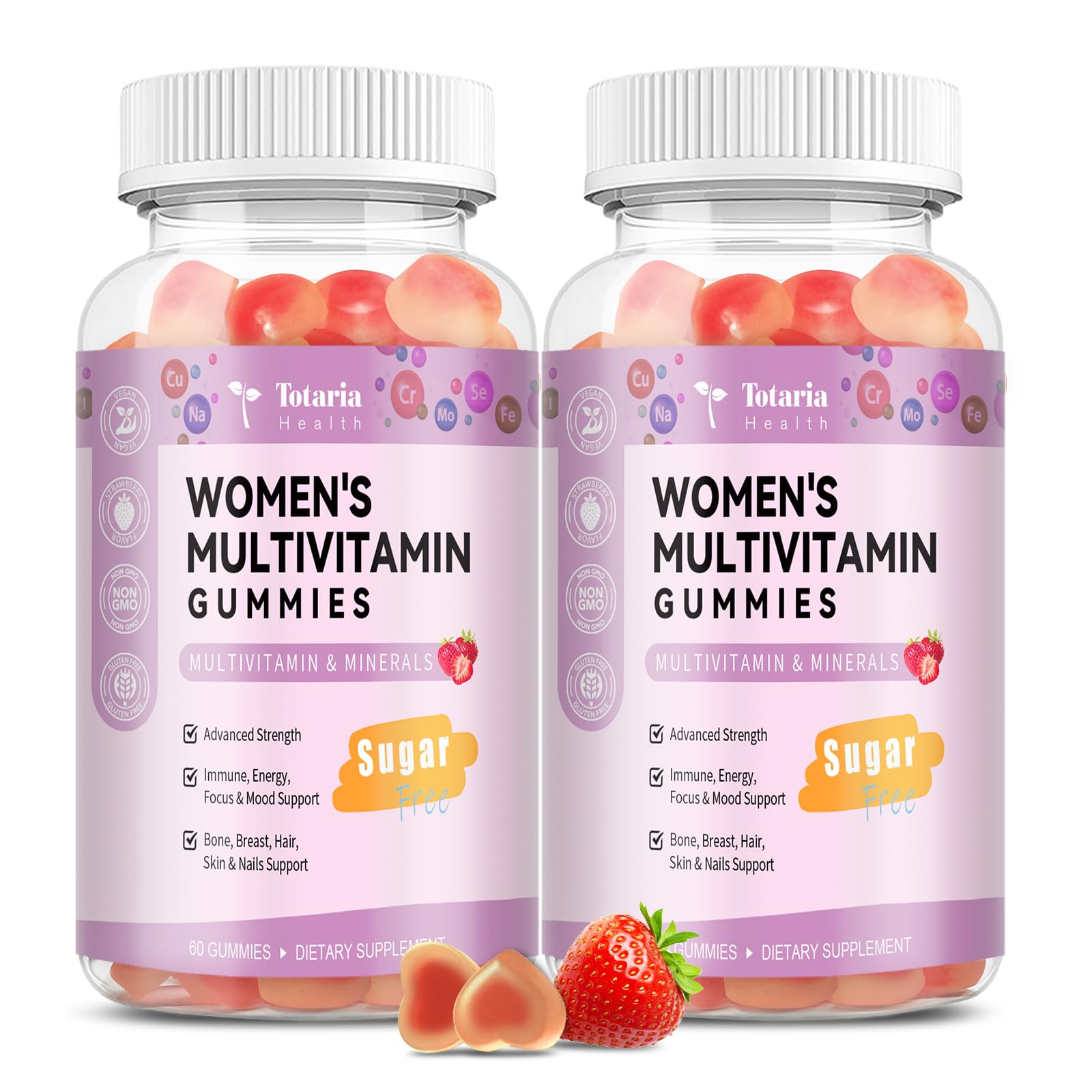 Totaria Sugar Free Multivitamin Gummies for Women 14+ – Iron, Folate, Biotin