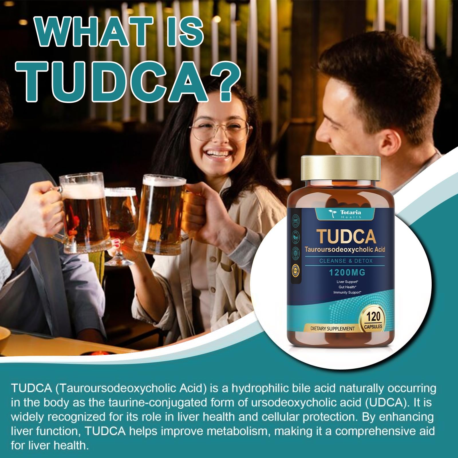 Totaria TUDCA 1200mg – Liver Support & Gut Health (120 Capsules)