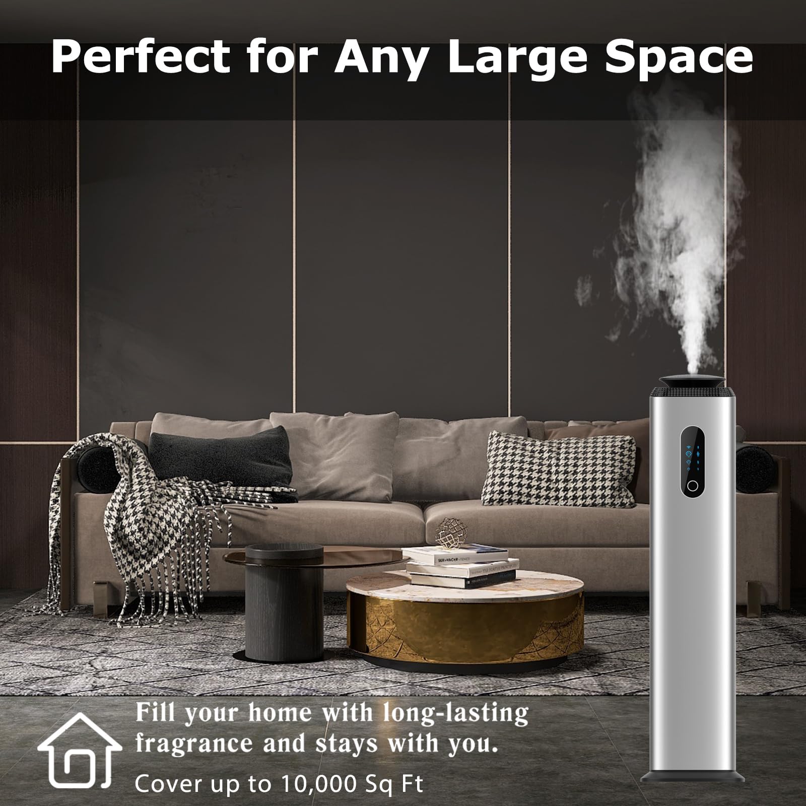 1000ML Tower Hotel Scent Diffuser with WiFi App Control – Large Space Diffuser for 10,000 Sq Ft | Silver