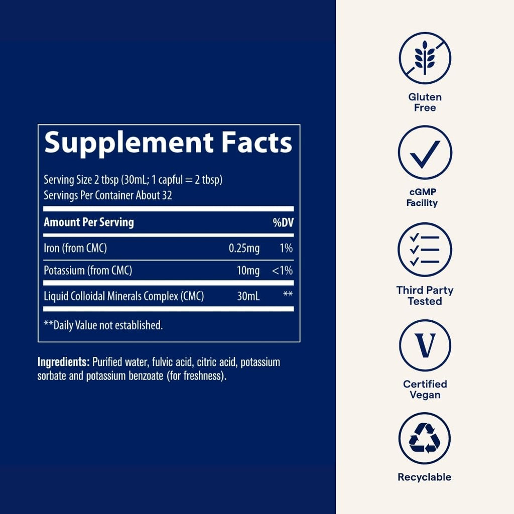 Trace Minerals Colloidal Minerals – Immune Health & Energy Support | 32 oz, Fulvic Acid & High-Potency Potassium