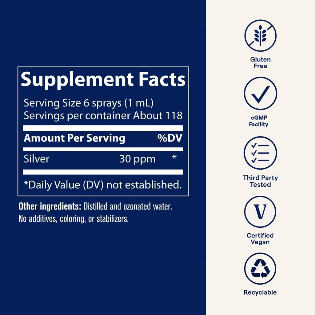 Trace Minerals Colloidal Silver Spray - Immune, Skeletal and Sleep Health Support (4 fl oz)
