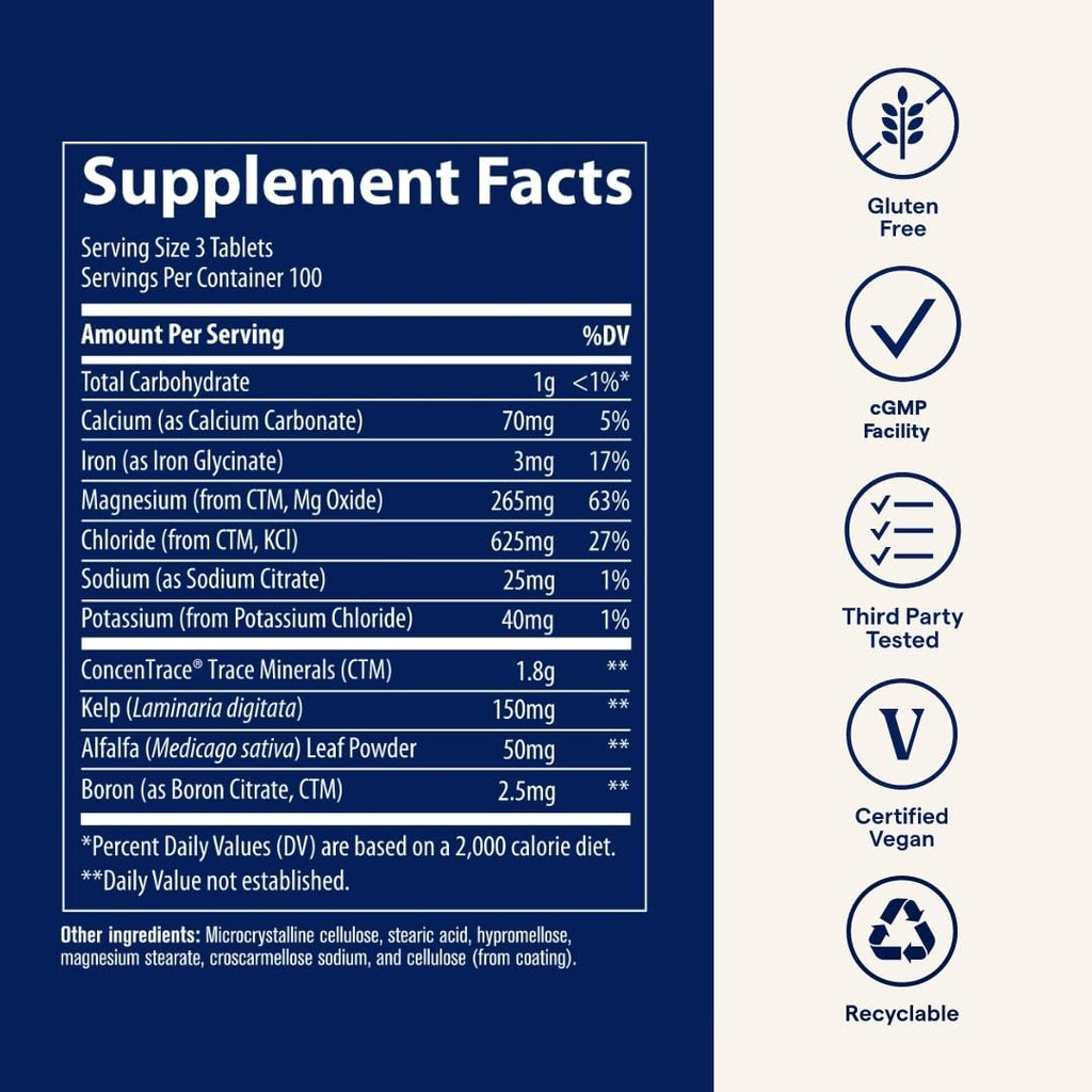 Trace Minerals ConcenTrace Tablets – Daily Mineral Supplement for Energy, Bone Support & Immunity (300 Count)