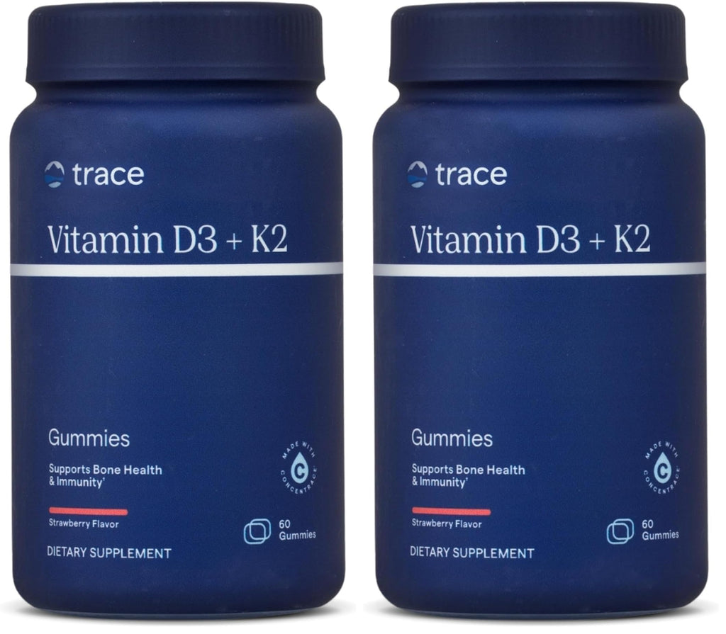 Trace Minerals Vitamin D3 + K2 Gummies | 5,000 IU D3 + 50 mcg K2 | Vegan, Sugar Free, Gluten Free | 60 Servings (Pack of 2)