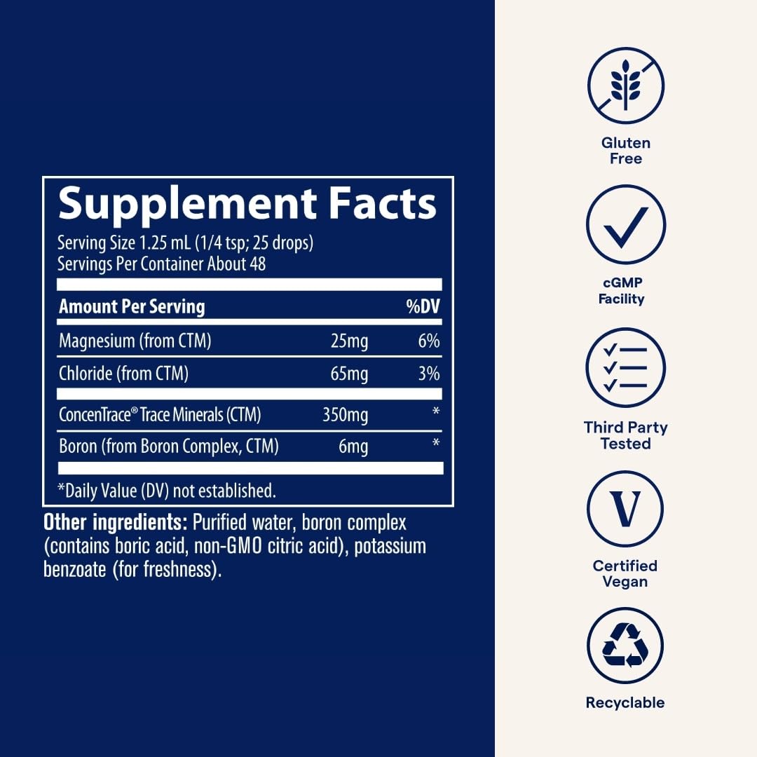 Trace Minerals Ionic Boron – Liquid Boron Supplement for Daily Health Support | Vegan & Gluten-Free | 2 fl oz (144 Servings, 3 Pack)
