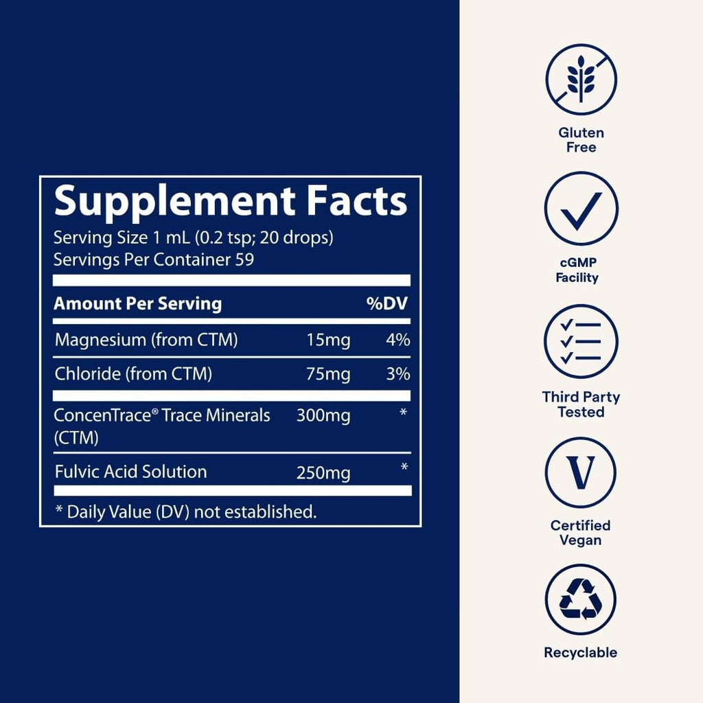 Trace Minerals Ionic Fulvic Acid 250mg – 2oz, 59 Servings
