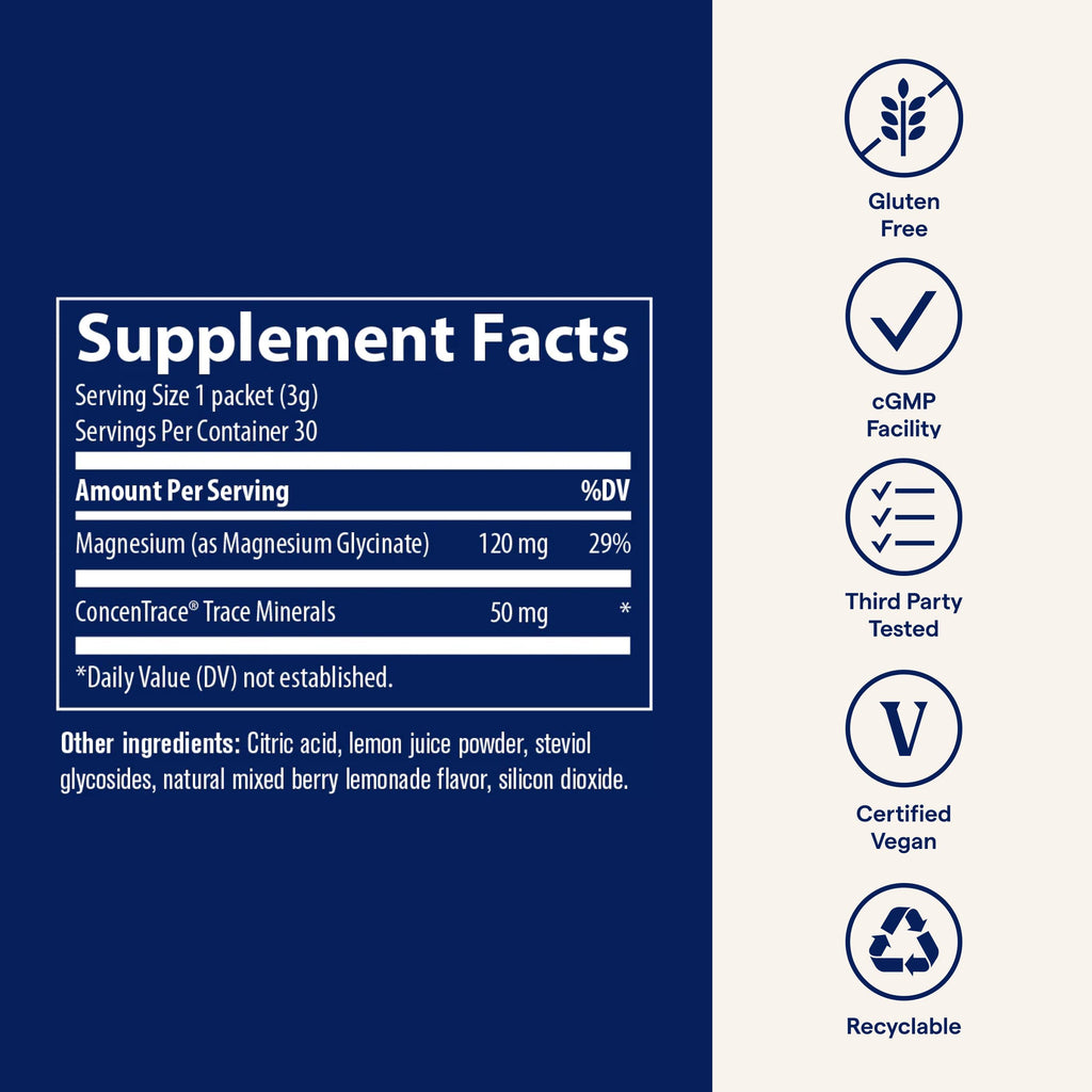 Trace Minerals Magnesium Glycinate – Bedtime Sleep Support (120 mg) – Grape, 30 Servings