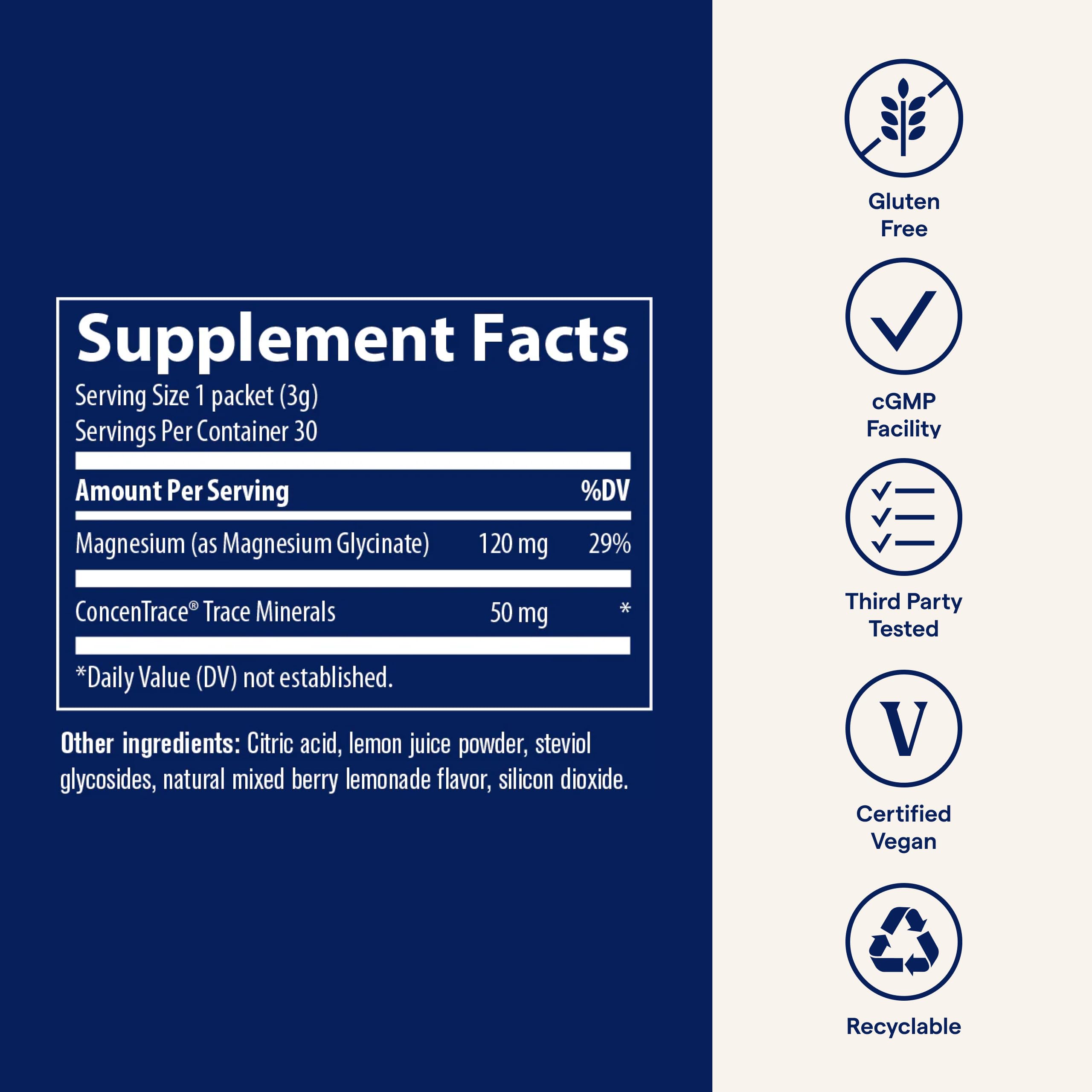 Trace Minerals Magnesium Glycinate – Bedtime Sleep Support (120 mg) – Grape, 30 Servings