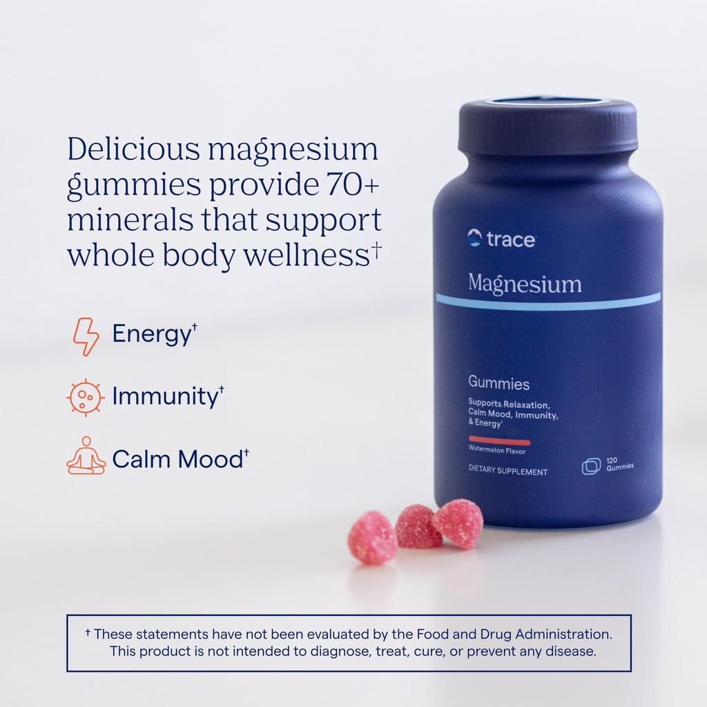 Trace Minerals Magnesium Gummies – Calming Mindset, Watermelon Flavor, 120 Count (Kids & Adults)
