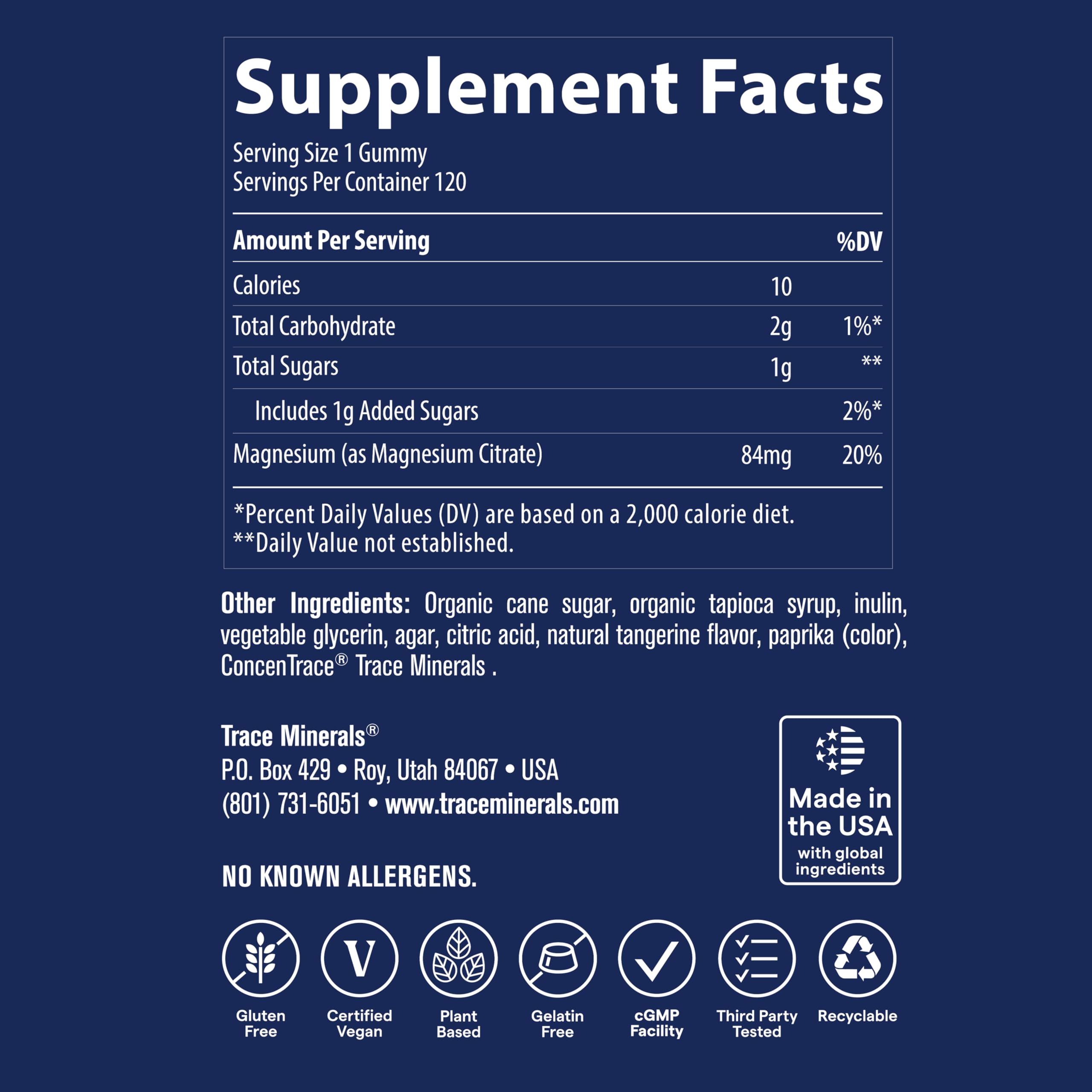 Trace Minerals Magnesium Gummies - Calm Mindset for Kids & Adults, Peach